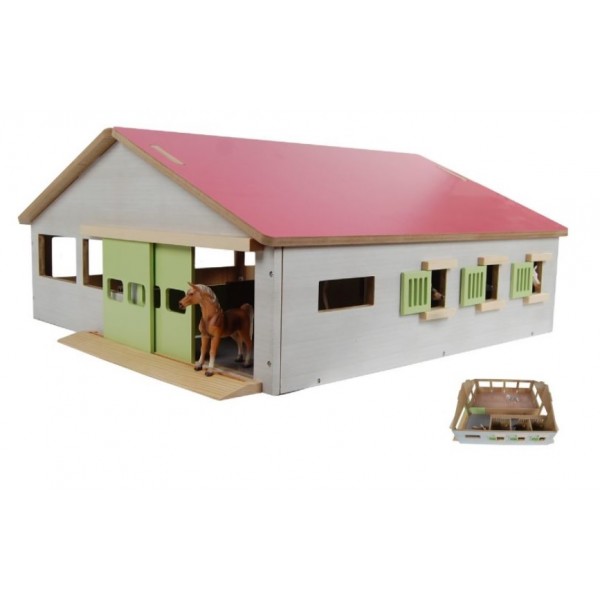 Kids Globe ridehus med 3 hestebokse - Pink