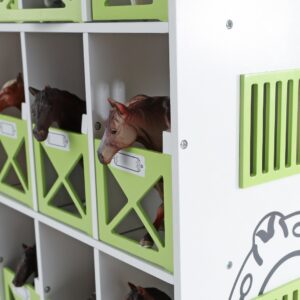 Kids Globe Hestehotel med 12 bokse til væg - Hestestald i træ