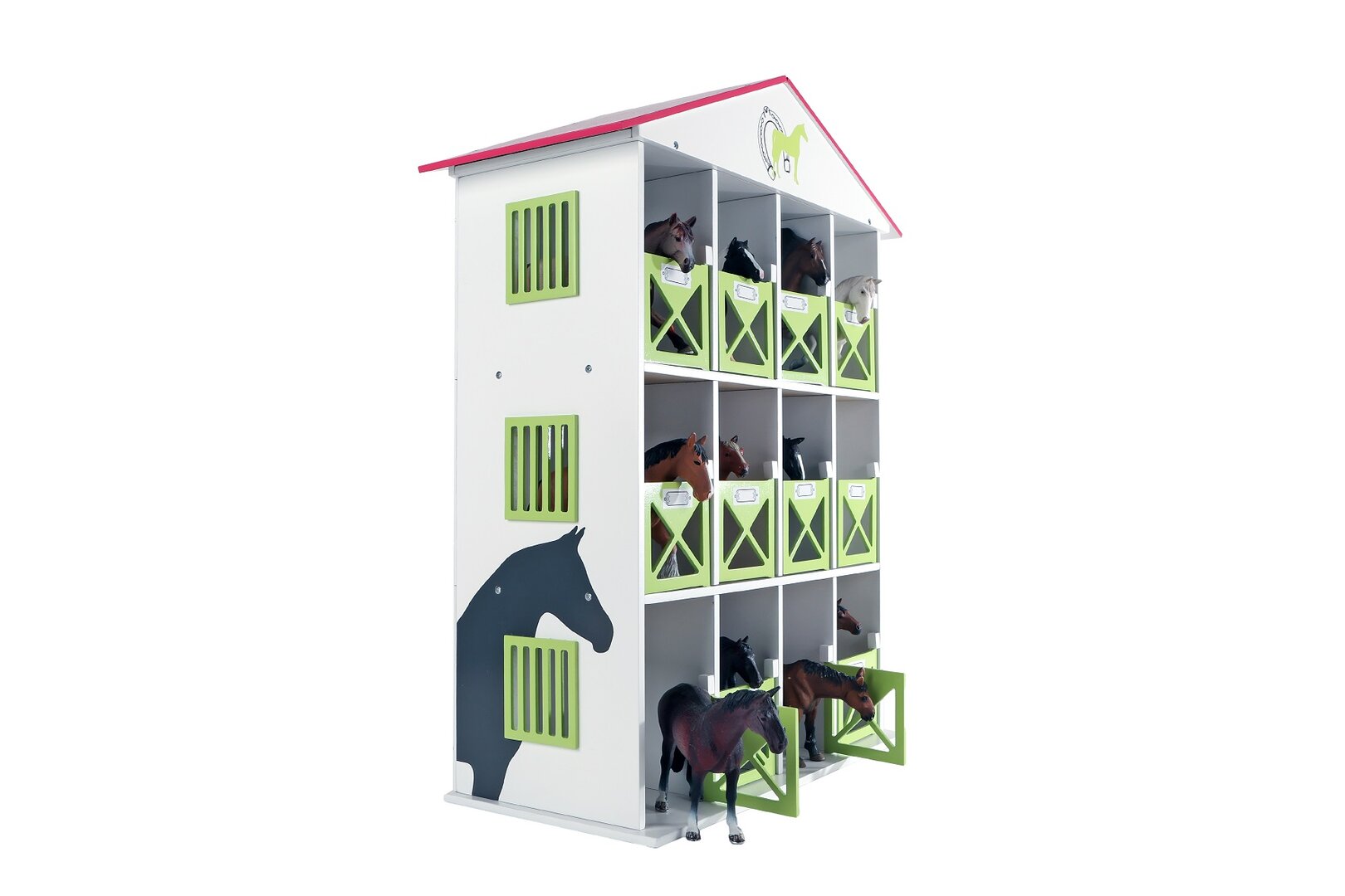 Kids Globe Hestestald med 12 bokse - Hestehotel af træ 6 Kids Globe Hestehotel med 12 bokse til væg - Hestestald i træ